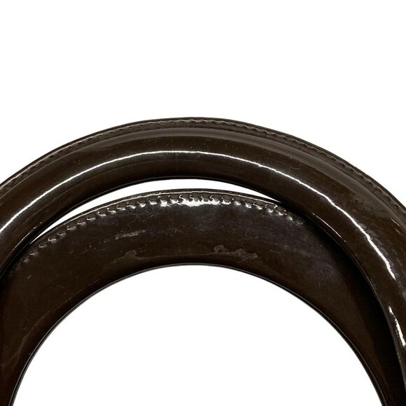 Auth DIOR/ChristianDior Lady Dior Large Dark Brown Patent Leather Handbag - Picture 8 of 16